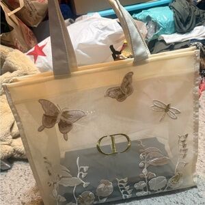Dior beauty gift with purchase on Cream Tote Bag with Embroidered Design